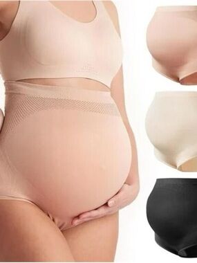 NWT Momcozy High Waisted Pregnancy Seamless Soft Belly Support Panties, L, 3 pk